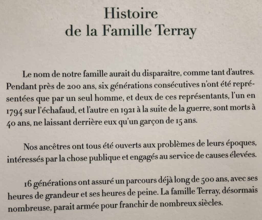 Histoire de la Famille TERRAY