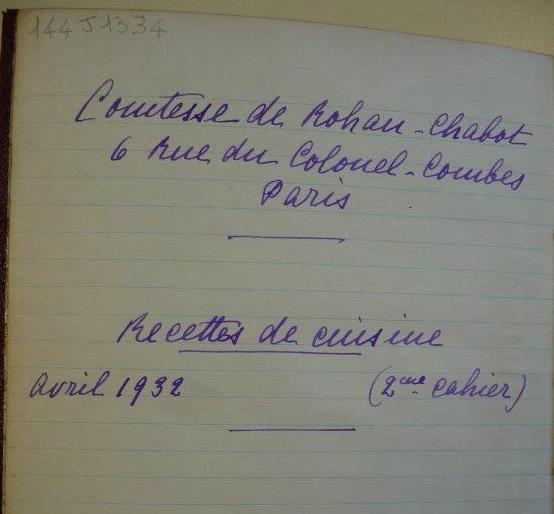 Cahier de recettes de la Marquise aux Gourmandises de La Motte Tilly
